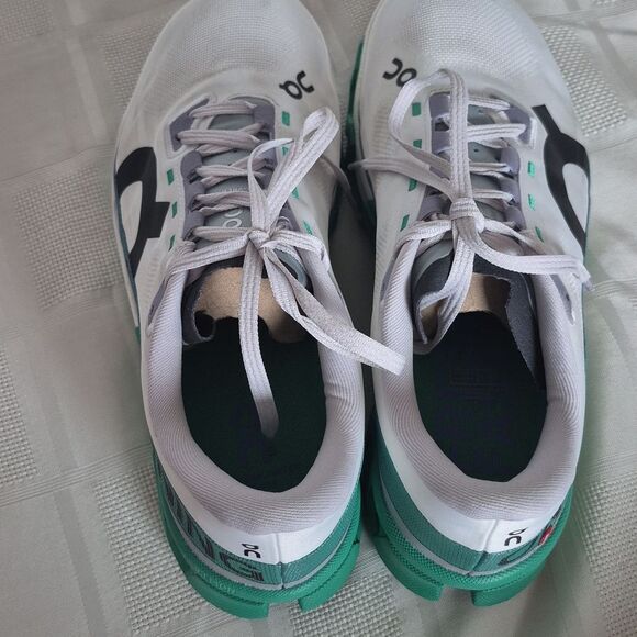 On Running Women's Cloudmonster Hyper Sneakers - White and Green - Picture 13 of 16